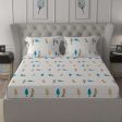 Divine Collection - 144 TC 100%  Cotton Bedsheet with 2 Pillow Covers- Humming Bird Blue Fashion