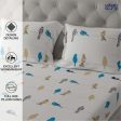 Divine Collection - 144 TC 100%  Cotton Bedsheet with 2 Pillow Covers- Humming Bird Blue Fashion