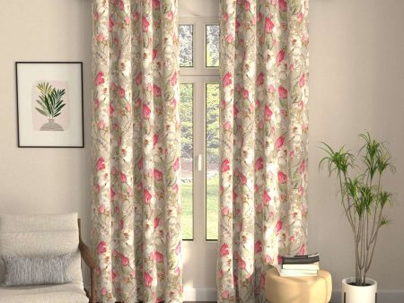 Blackout Curtains, Digital Printed Curtains, Pack of 2 Curtains - Flora Nova Grey For Cheap