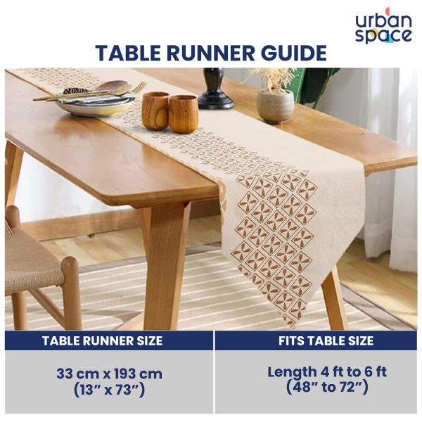 100% Cotton Table runner For 4 or 6 seater Dining   Centre Table - Global Border Taupe Online Sale