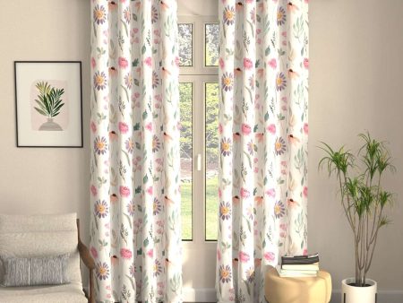 Blackout Curtains, Digital Printed Curtains, Pack of 2 Curtains - Frost Flora Pink Fashion