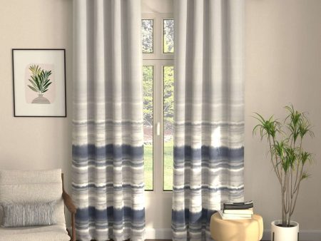 Blackout Curtains, Digital Printed Curtains, Pack of 2 Curtains - Coastal Tides Navy Online Hot Sale