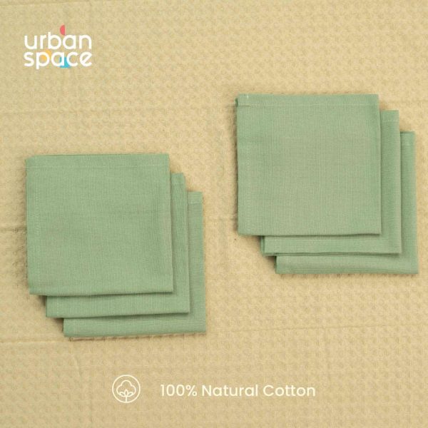 100% Cotton Multipurpose Kitchen Napkins, Dining Table Napkins, Machine Washable & Reusable - Set of 6 - Green Sage Sale