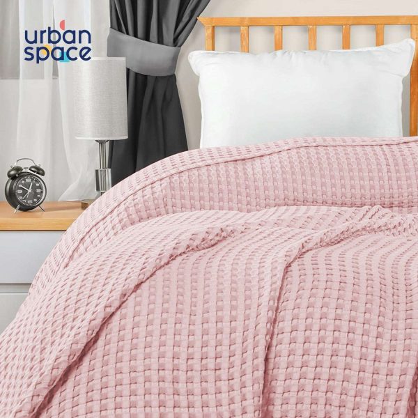 100% Cotton Waffle Weave Blanket   Cotton Dohar for Bedroom - Blush Pink Cheap