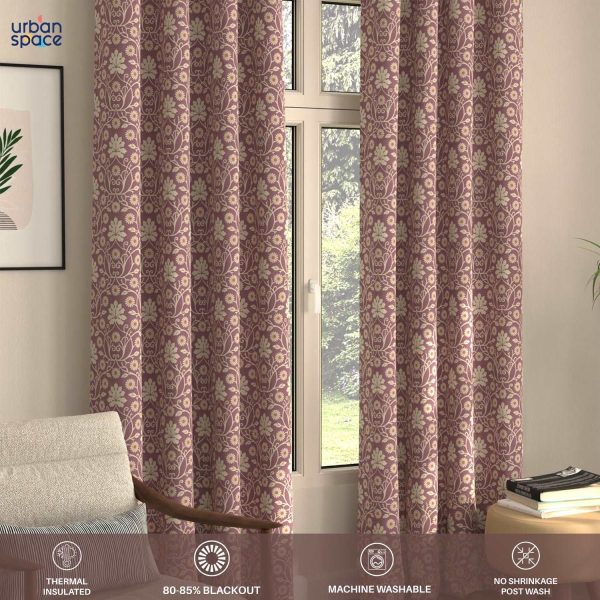 Blackout Curtains, Digital Printed Curtains, Pack of 2 Curtains - Mystic wine Hot on Sale