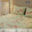 Serene 200 TC 100% Cotton Bedsheet with Pillow Covers - Florence Sage Green For Cheap