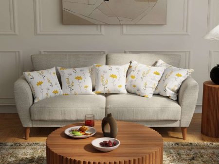 Cotton Cushion Covers, Throw pillow for couch - Orchid Blooms - Yellow Online