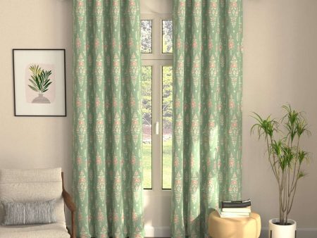 Blackout Curtains, Digital Printed Curtains, Pack of 2 Curtains - Imperial Sage Green For Discount