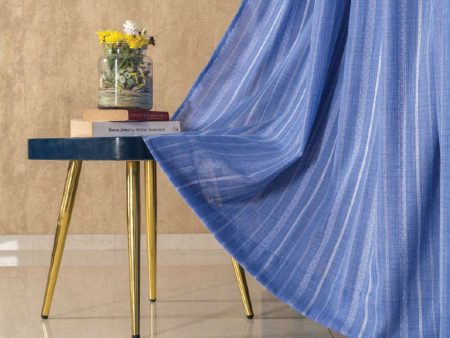 Aari Collection Embriodered Sheer Curtains, 40-50% Light Filtering Curtains - Pack of 2 - Vertical Weaves Blue on Sale