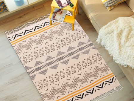 Natural Cotton Printed Door Mat with tassels - CPRugs_008 Online Hot Sale