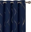 Gold Foil Printed 80-85% Blackout Curtains - Pack of 1 Curtain - Wave - Navy Blue Online Hot Sale