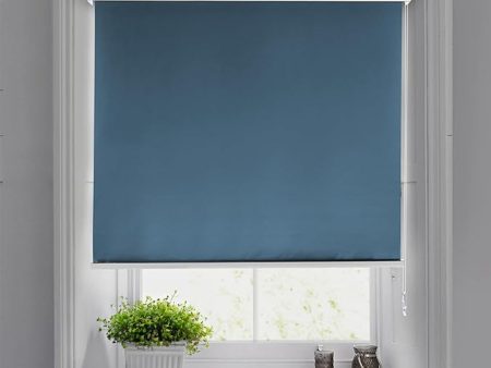 Blackout Roller Blinds - Waterproof, 90% Room Darkening, Corded Roll-Up Curtains for Home & Office - Gray Blue Sale