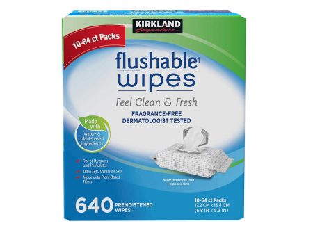 Kirkland Signature Premoistened Flushable Wipes, Fragrance Free, 640 Count For Sale