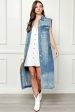 Veveret Full Size Distressed Sleeveless Longline Denim Jacket Cheap