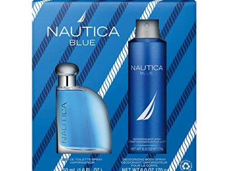 Nautica Blue 2 piece Gift Set for Men - 1.6 oz Eau De Toilette Spray + 6.0 oz Deodorizing Body Spray For Cheap