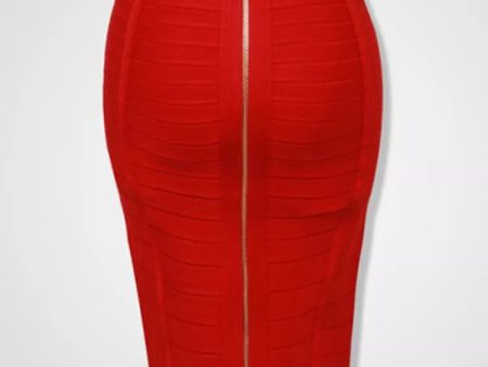 16 Colors XL XXL Sexy Solid Zipper Orange Blue Black Red White Pink Bandage Skirt Women Elastic Bodycon Summer Pencil Skirt 58cm Sale