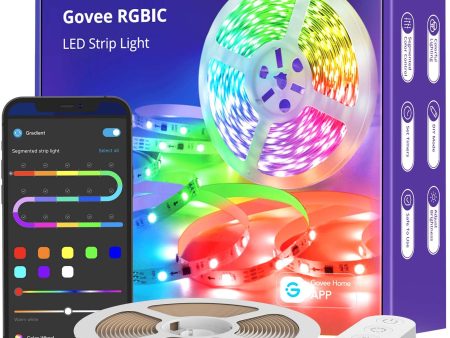 Govee LED Strip Lights RGBIC, 16.4ft Bluetooth Color Changing LED Lights with Segmented App Control, Smart LED Strip Color Picking, Music Sync LED Lights for Bedroom, Living Room, Party, Mother s Day on Sale