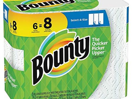 Bounty Select-A-Size Paper Towels, White, Big Rolls, 6 Count of 74 Sheets Per Roll, 6 Count (Pack of 1) Online Hot Sale